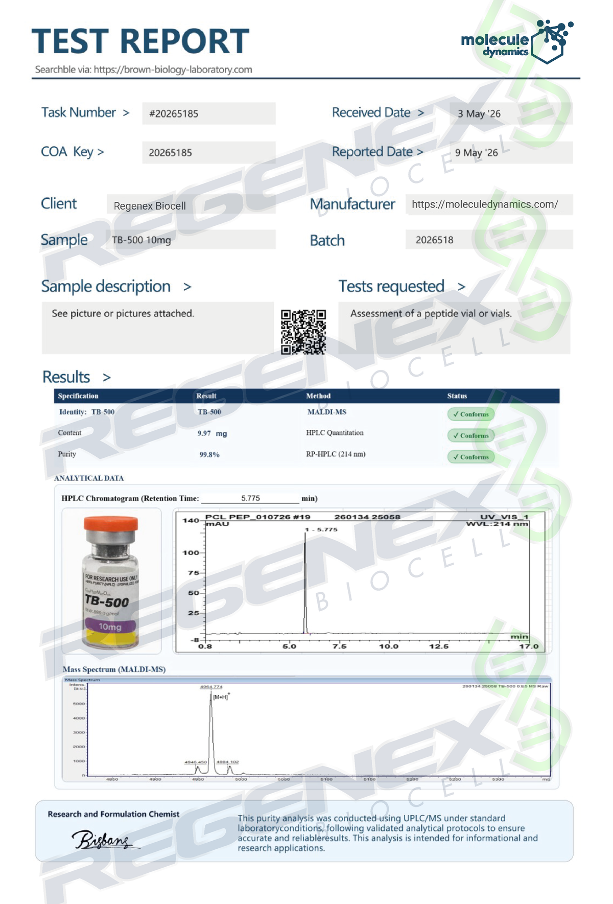 TB500 (Thymosin B4 Acetate) 10mg