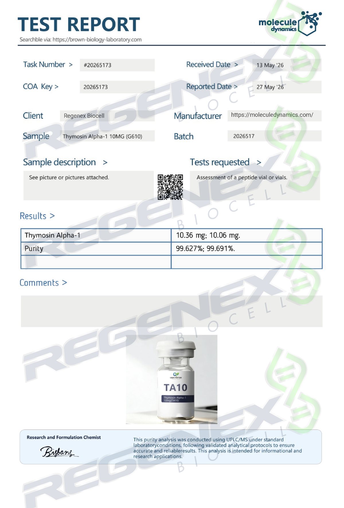 Thymosin Alpha-1 10mg